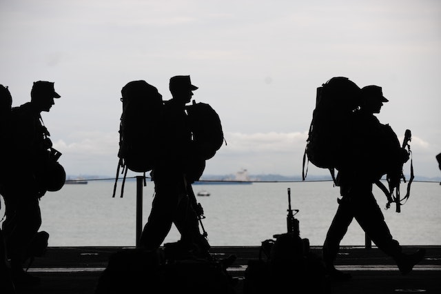 military people marching